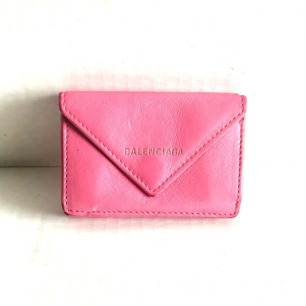 Balenciaga Pink Compact Small Leather Wallet